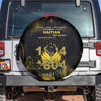 Haiti 1804 Spare Tire Cover Gold Tropical Leaves And Coat Of Arms - Wonder Print Shop