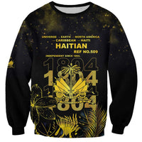 Haiti 1804 Sweatshirt Gold Tropical Leaves And Coat Of Arms - Wonder Print Shop