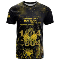 Haiti 1804 T Shirt Gold Tropical Leaves And Coat Of Arms - Wonder Print Shop