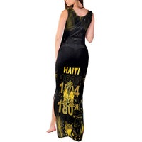 Haiti 1804 Tank Maxi Dress Gold Tropical Leaves And Coat Of Arms - Wonder Print Shop