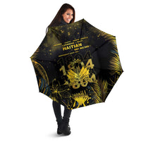 Haiti 1804 Umbrella Gold Tropical Leaves And Coat Of Arms - Wonder Print Shop