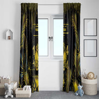 Haiti 1804 Window Curtain Gold Tropical Leaves And Coat Of Arms - Wonder Print Shop