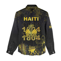 Haiti 1804 Women Casual Shirt Gold Tropical Leaves And Coat Of Arms - Wonder Print Shop