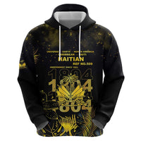 Haiti 1804 Zip Hoodie Gold Tropical Leaves And Coat Of Arms - Wonder Print Shop
