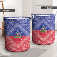 Haiti Paisley Laundry Basket Haitian Flag Bandana Style - Wonder Print Shop