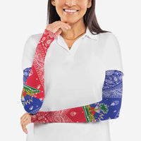 Haiti Paisley Arm Sleeves Haitian Flag Bandana Style - Wonder Print Shop