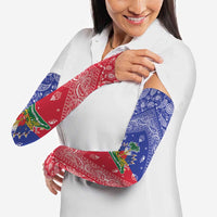 Haiti Paisley Arm Sleeves Haitian Flag Bandana Style - Wonder Print Shop