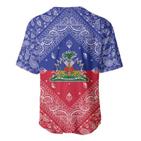 Haiti Paisley Baseball Jersey Haitian Flag Bandana Style - Wonder Print Shop
