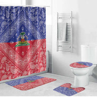 Haiti Paisley Bathroom Set Haitian Flag Bandana Style - Wonder Print Shop