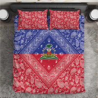 Haiti Paisley Bedding Set Haitian Flag Bandana Style - Wonder Print Shop