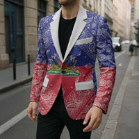 Haiti Paisley Blazer Haitian Flag Bandana Style - Wonder Print Shop