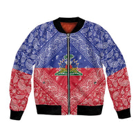 Haiti Paisley Bomber Jacket Haitian Flag Bandana Style - Wonder Print Shop