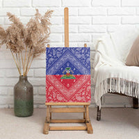 Haiti Paisley Canvas Wall Art Haitian Flag Bandana Style - Wonder Print Shop
