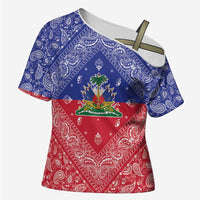 Haiti Paisley Cross Shoulder Shirt Haitian Flag Bandana Style - Wonder Print Shop