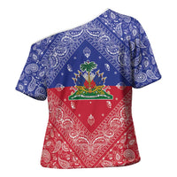 Haiti Paisley Cross Shoulder Shirt Haitian Flag Bandana Style - Wonder Print Shop