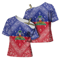Haiti Paisley Cross Shoulder Shirt Haitian Flag Bandana Style - Wonder Print Shop