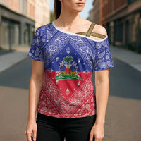 Haiti Paisley Cross Shoulder Shirt Haitian Flag Bandana Style - Wonder Print Shop