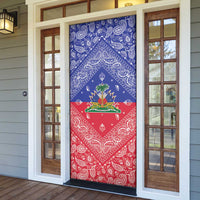 Haiti Paisley Door Cover Haitian Flag Bandana Style - Wonder Print Shop