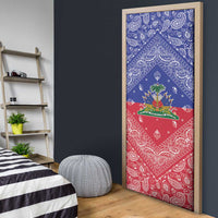 Haiti Paisley Door Cover Haitian Flag Bandana Style - Wonder Print Shop