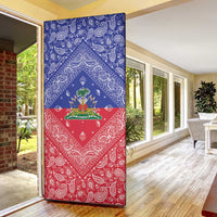 Haiti Paisley Door Cover Haitian Flag Bandana Style - Wonder Print Shop