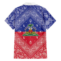 Haiti Paisley Family Matching Long Sleeve Bodycon Dress and Hawaiian Shirt Haitian Flag Bandana Style - Wonder Print Shop