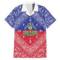 Haiti Paisley Family Matching Off The Shoulder Long Sleeve Dress and Hawaiian Shirt Haitian Flag Bandana Style - Wonder Print Shop