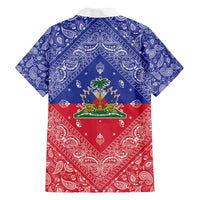 Haiti Paisley Family Matching Off The Shoulder Long Sleeve Dress and Hawaiian Shirt Haitian Flag Bandana Style - Wonder Print Shop