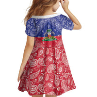 Haiti Paisley Family Matching Off Shoulder Maxi Dress and Hawaiian Shirt Haitian Flag Bandana Style - Wonder Print Shop