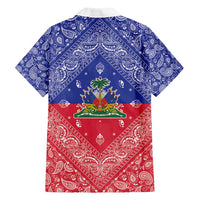 Haiti Paisley Family Matching Off Shoulder Short Dress and Hawaiian Shirt Haitian Flag Bandana Style - Wonder Print Shop