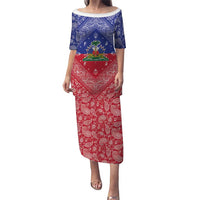 Haiti Paisley Family Matching Puletasi and Hawaiian Shirt Haitian Flag Bandana Style - Wonder Print Shop