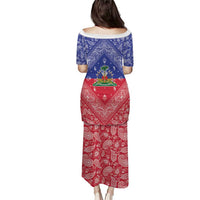 Haiti Paisley Family Matching Puletasi and Hawaiian Shirt Haitian Flag Bandana Style - Wonder Print Shop