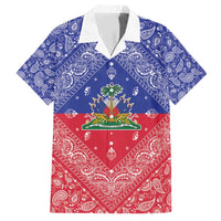 Haiti Paisley Family Matching Short Sleeve Bodycon Dress and Hawaiian Shirt Haitian Flag Bandana Style - Wonder Print Shop