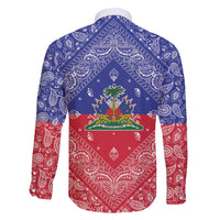 Haiti Paisley Family Matching Short Sleeve Bodycon Dress and Hawaiian Shirt Haitian Flag Bandana Style - Wonder Print Shop