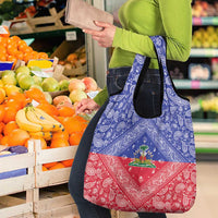 Haiti Paisley Grocery Bag Haitian Flag Bandana Style - Wonder Print Shop