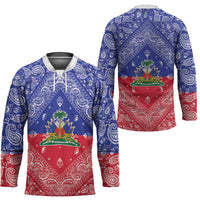 Haiti Paisley Hockey Jersey Haitian Flag Bandana Style - Wonder Print Shop