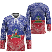 Haiti Paisley Hockey Jersey Haitian Flag Bandana Style - Wonder Print Shop