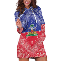 Haiti Paisley Hoodie Dress Haitian Flag Bandana Style - Wonder Print Shop