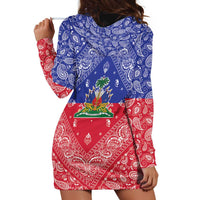 Haiti Paisley Hoodie Dress Haitian Flag Bandana Style - Wonder Print Shop