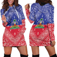 Haiti Paisley Hoodie Dress Haitian Flag Bandana Style - Wonder Print Shop