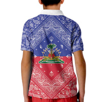 Haiti Paisley Kid Polo Shirt Haitian Flag Bandana Style - Wonder Print Shop