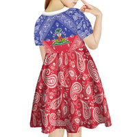 Haiti Paisley Kid Short Sleeve Dress Haitian Flag Bandana Style - Wonder Print Shop