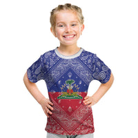 Haiti Paisley Kid T Shirt Haitian Flag Bandana Style - Wonder Print Shop