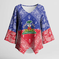 Haiti Paisley Kimono Sleeve Blouse Haitian Flag Bandana Style - Wonder Print Shop
