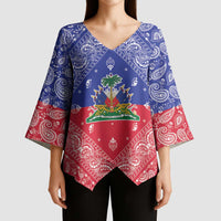 Haiti Paisley Kimono Sleeve Blouse Haitian Flag Bandana Style - Wonder Print Shop