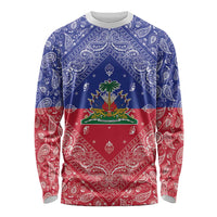 Haiti Paisley Long Sleeve Shirt Haitian Flag Bandana Style - Wonder Print Shop