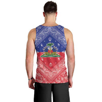 Haiti Paisley Men Tank Top Haitian Flag Bandana Style - Wonder Print Shop