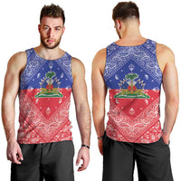 Haiti Paisley Men Tank Top Haitian Flag Bandana Style - Wonder Print Shop