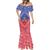 Haiti Paisley Mermaid Dress Haitian Flag Bandana Style - Wonder Print Shop