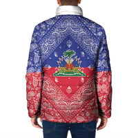Haiti Paisley Padded Jacket Haitian Flag Bandana Style - Wonder Print Shop