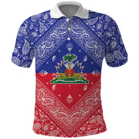 Haiti Paisley Polo Shirt Haitian Flag Bandana Style - Wonder Print Shop